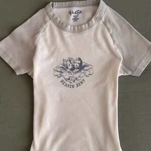 Brandy Melville Cream Graphic Kids Tee